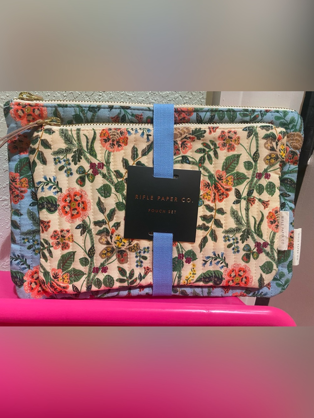Rifle Paper Co. Cream Floral Quilted Pouch Set